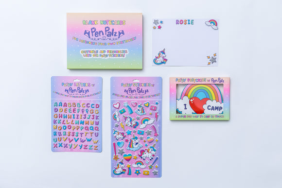 ‘Love From Camp’ Puffy Stationery Bundle, Pink (Box Set of 3 Puffy Postcards)
